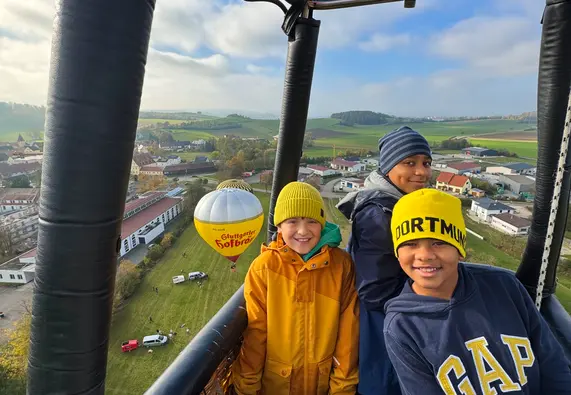 Premier vol en ballon des trois participants